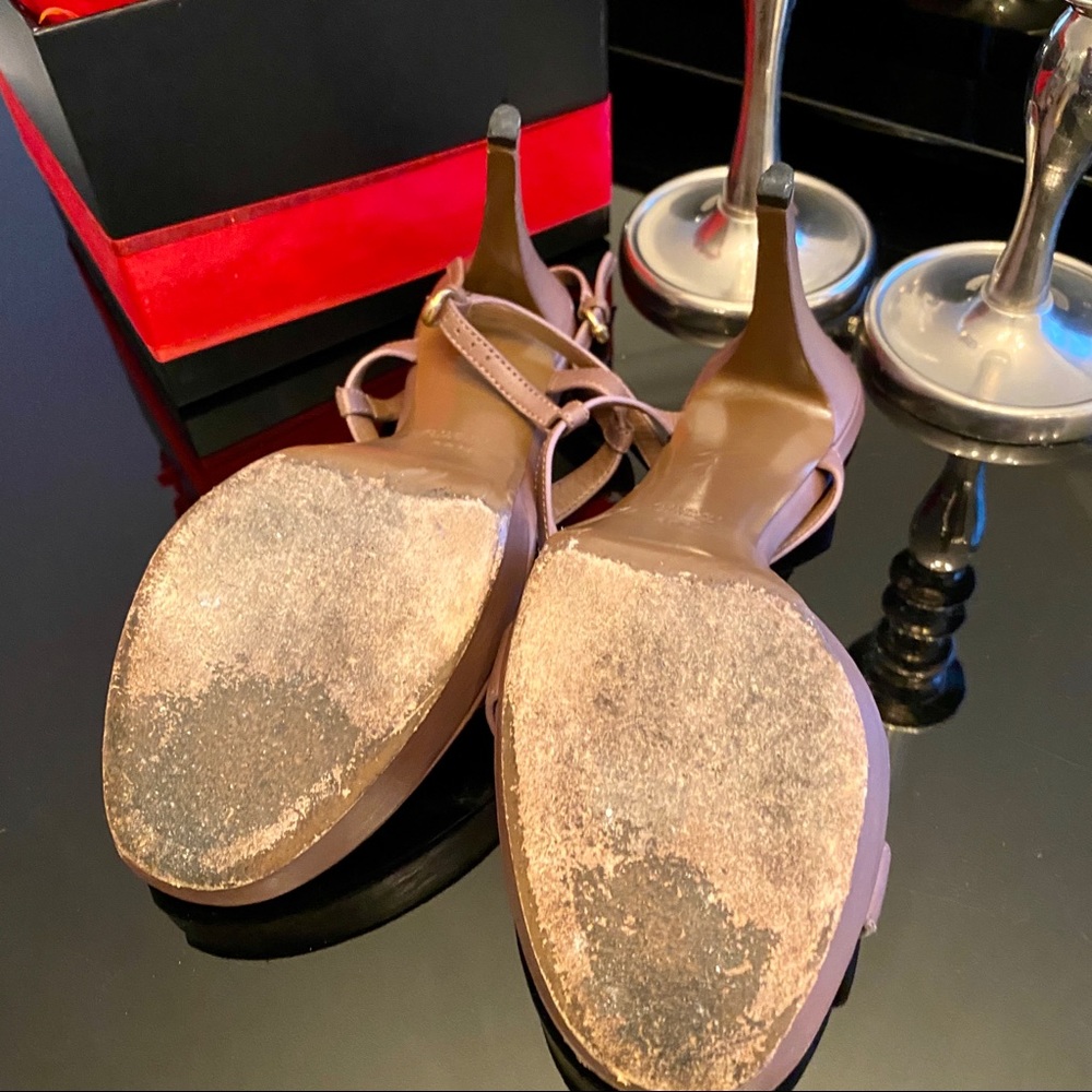 AUTH GUCCI TAN LEATHER PLATFORM W/ GOLD HORSEBIT - Picture 15 of 16